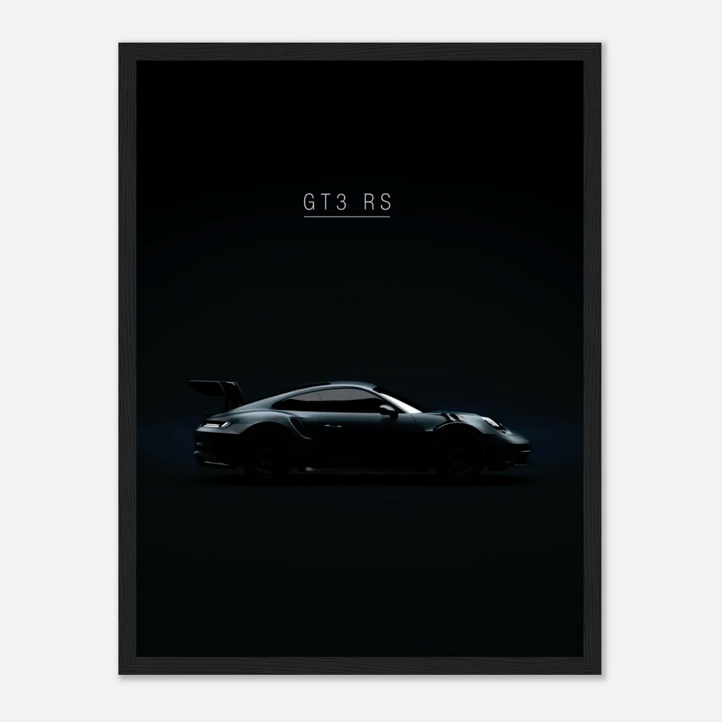 Porsche GT3 RS im edlen Holzrahmen (30 x 40 cm)